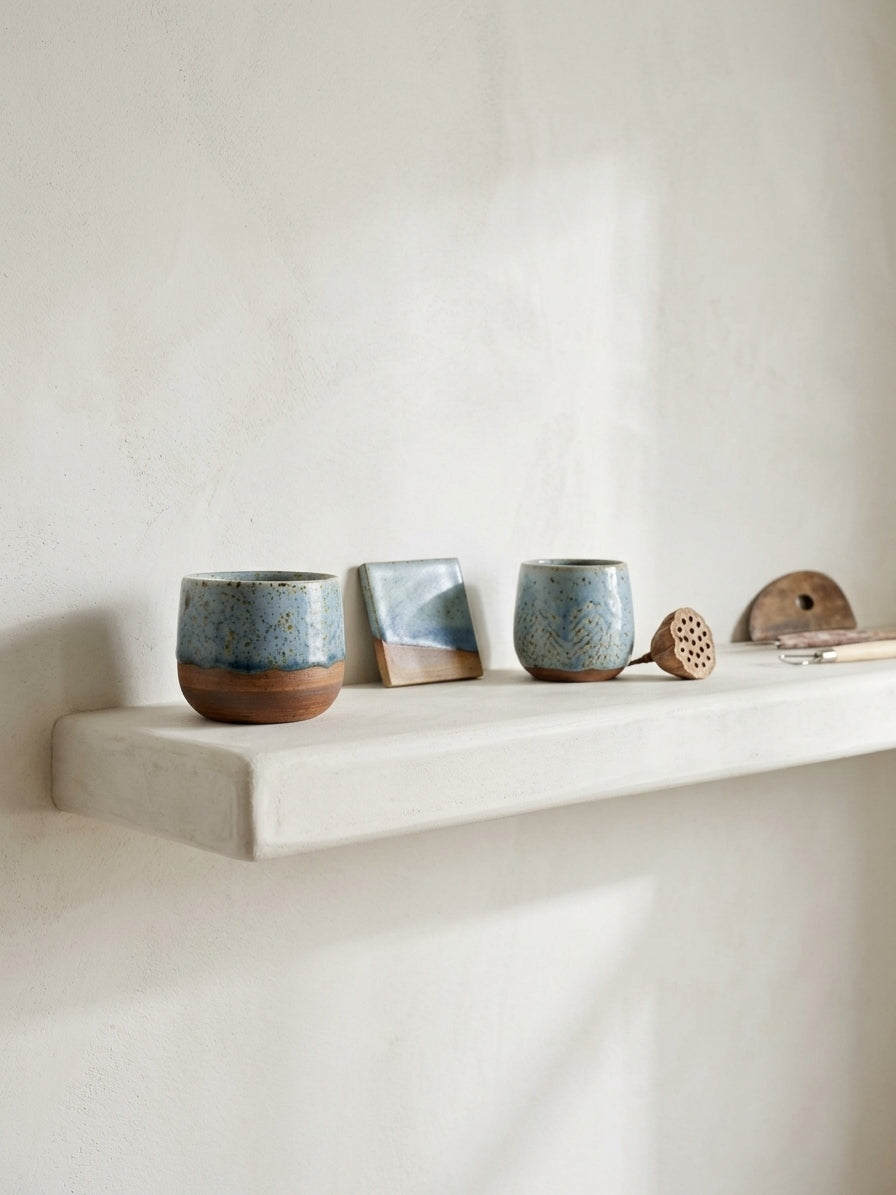 CERULEAN BLUSH - Handcrafted Stoneware Vessel