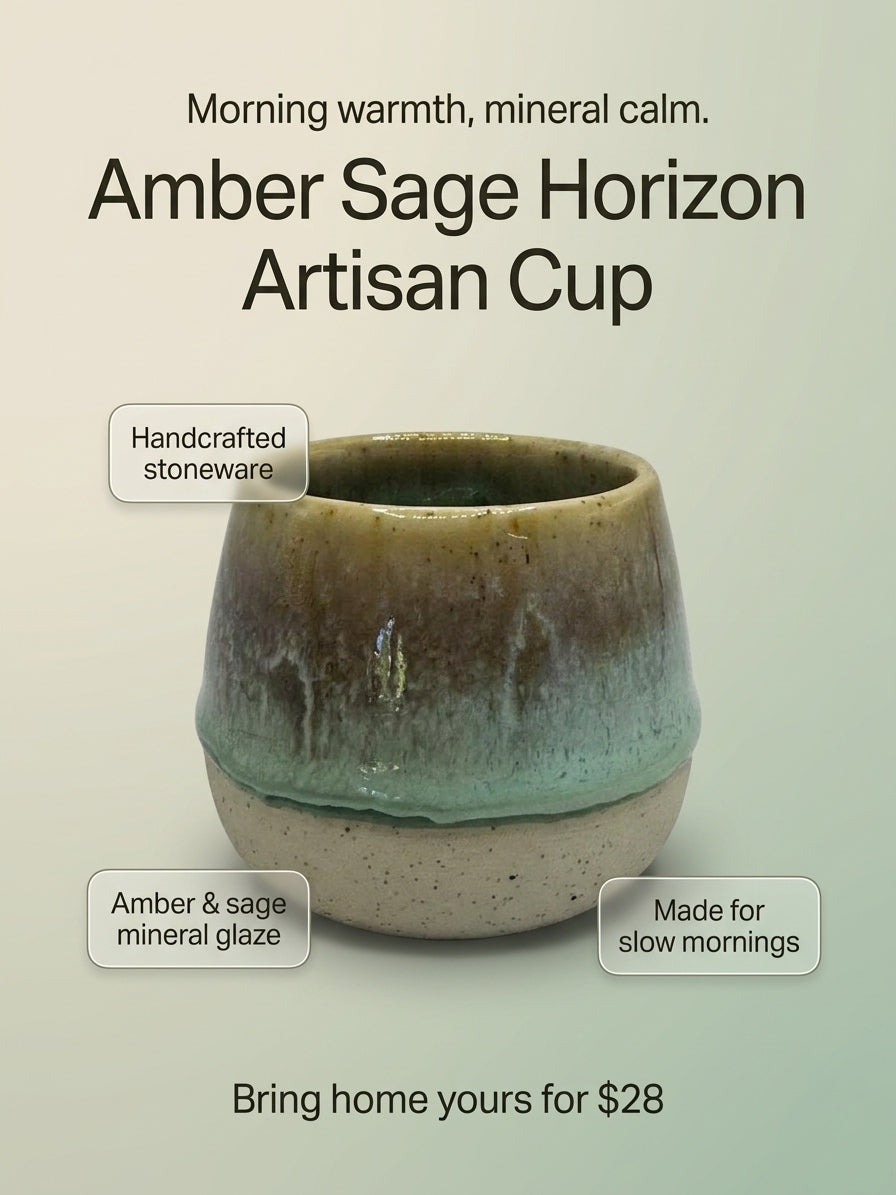 AMBER SAGE HORIZON - Handcrafted Stoneware Vessel