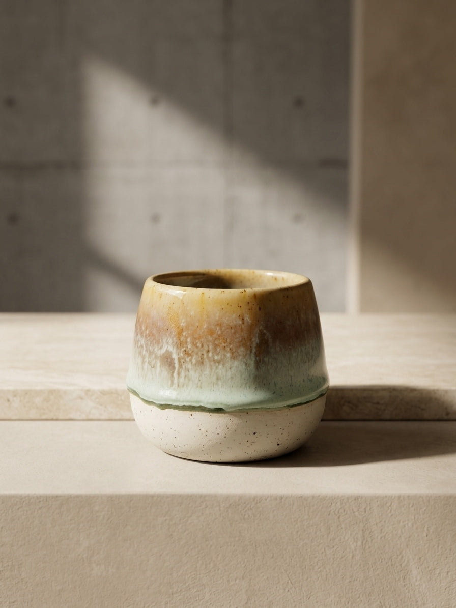 AMBER SAGE HORIZON - Handcrafted Stoneware Vessel