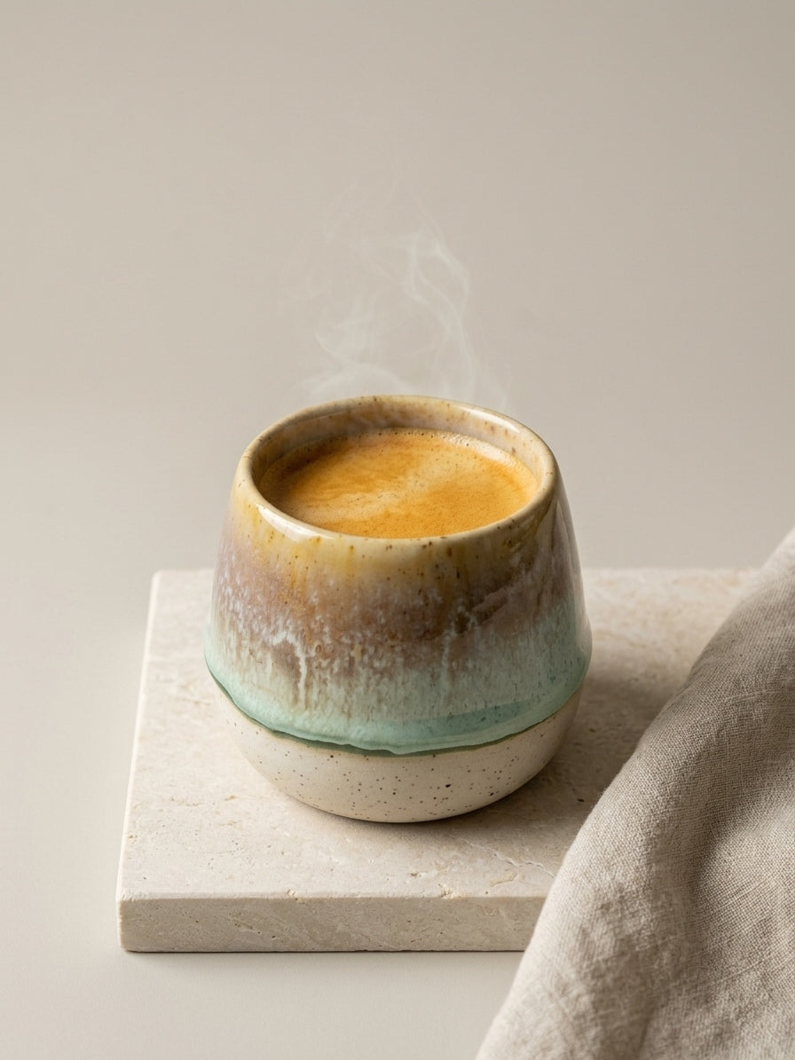 AMBER SAGE HORIZON - Handcrafted Stoneware Vessel