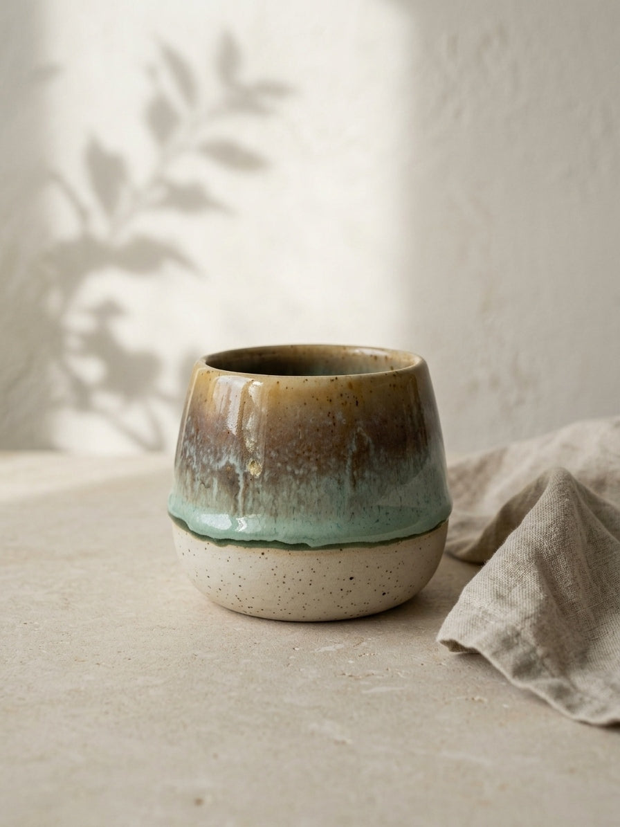 AMBER SAGE HORIZON - Handcrafted Stoneware Vessel