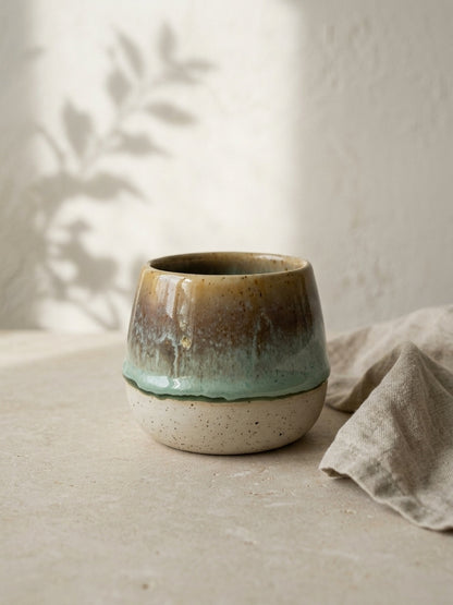 AMBER SAGE HORIZON - Handcrafted Stoneware Vessel