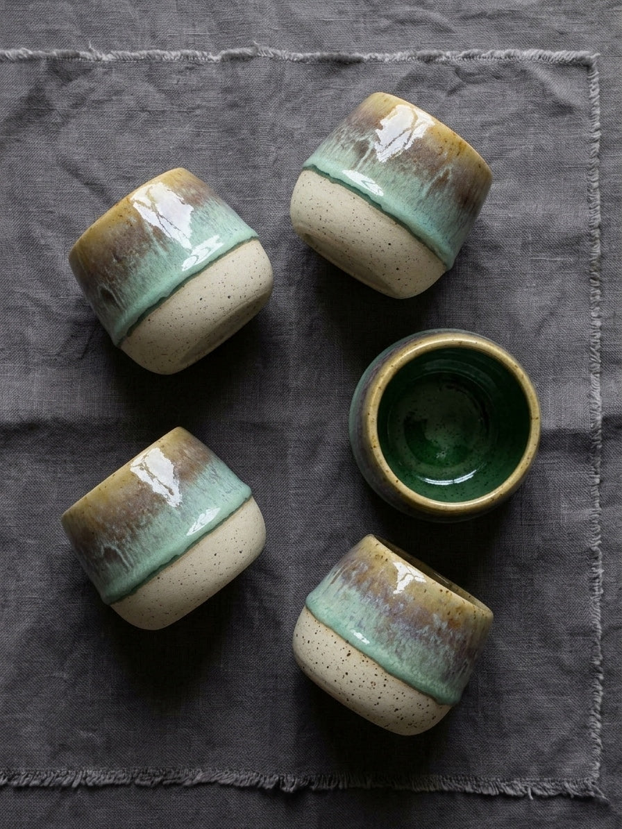 AMBER SAGE HORIZON - Handcrafted Stoneware Vessel