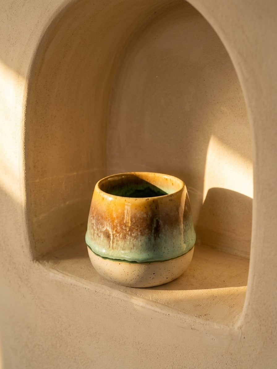 AMBER SAGE HORIZON - Handcrafted Stoneware Vessel
