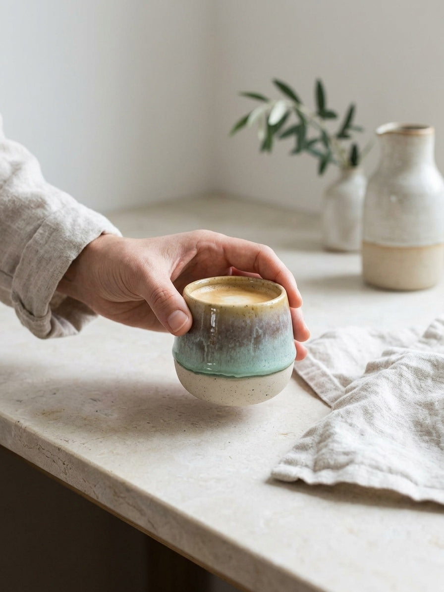 AMBER SAGE HORIZON - Handcrafted Stoneware Vessel