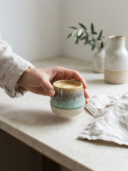 AMBER SAGE HORIZON - Handcrafted Stoneware Vessel