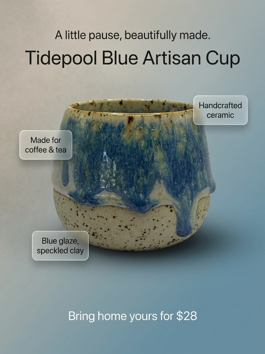 AZURE CASCADE - Handcrafted Stoneware Vessel