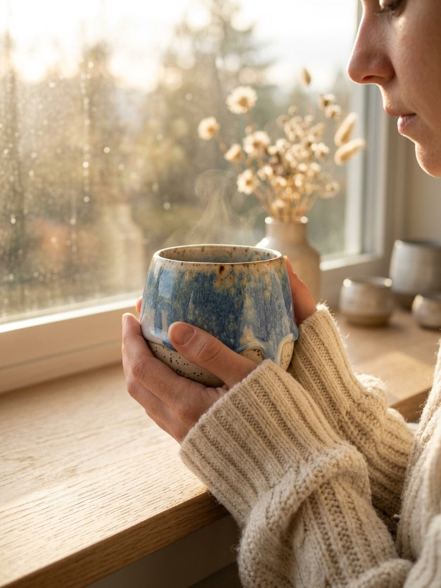 AZURE CASCADE - Handcrafted Stoneware Vessel