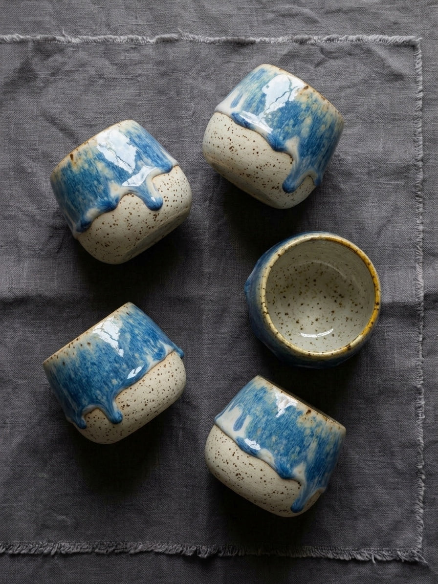 AZURE CASCADE - Handcrafted Stoneware Vessel
