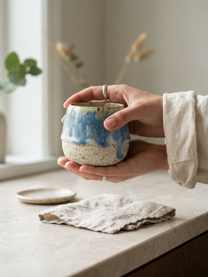 AZURE CASCADE - Handcrafted Stoneware Vessel