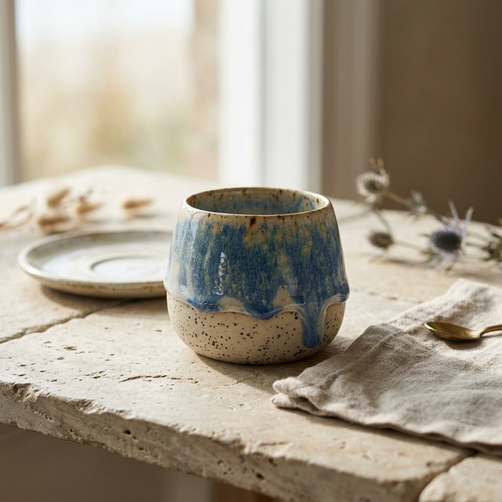 AZURE CASCADE - Handcrafted Stoneware Vessel