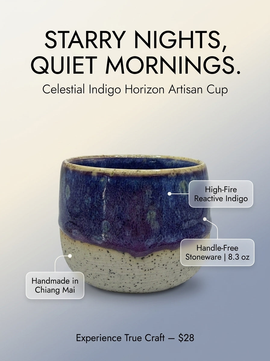 CELESTIAL INDIGO HORIZON - Handcrafted Stoneware Vessel