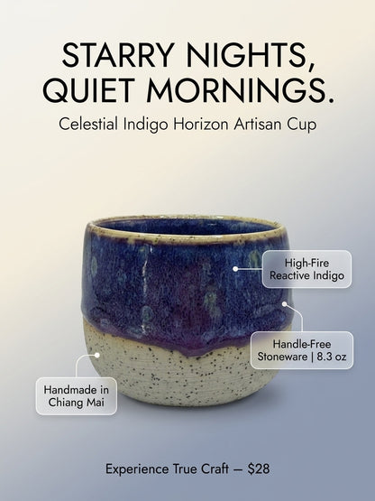 CELESTIAL INDIGO HORIZON - Handcrafted Stoneware Vessel