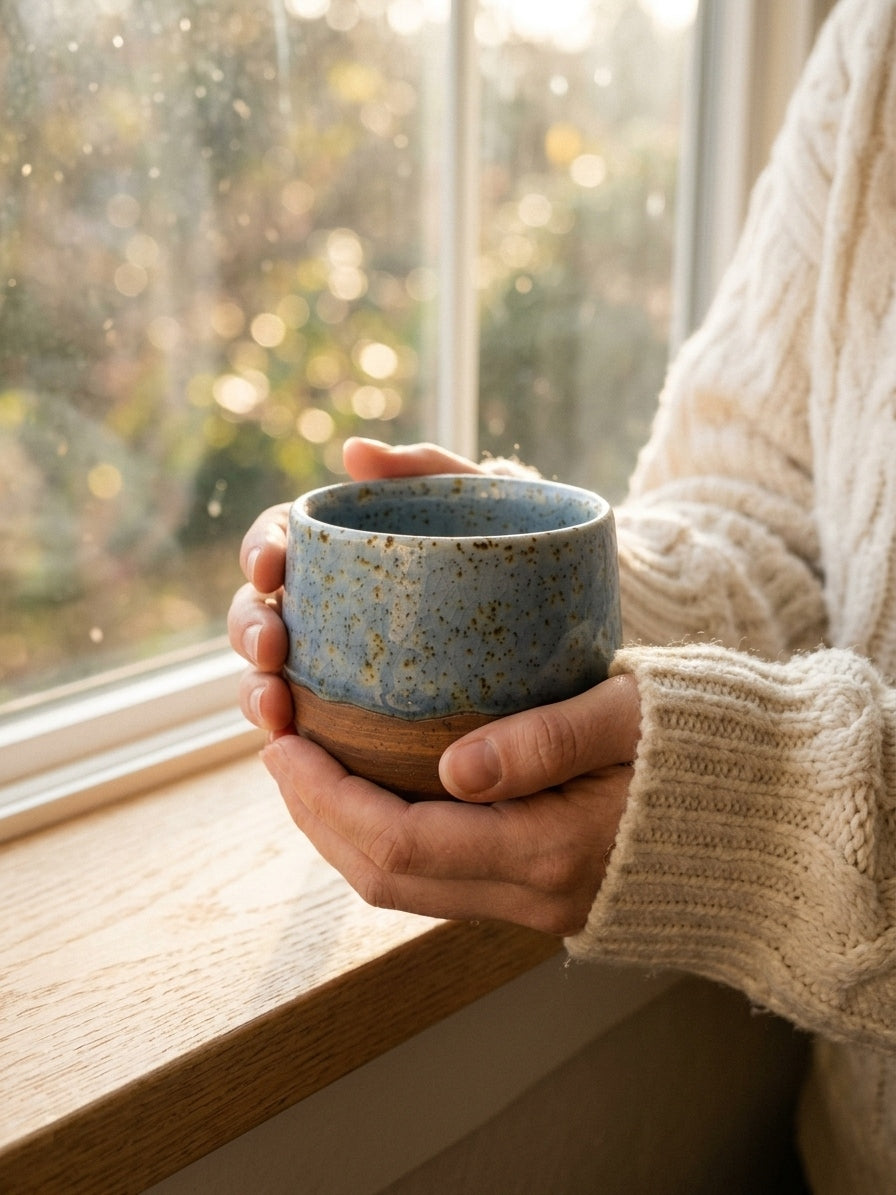 CERULEAN BLUSH - Handcrafted Stoneware Vessel