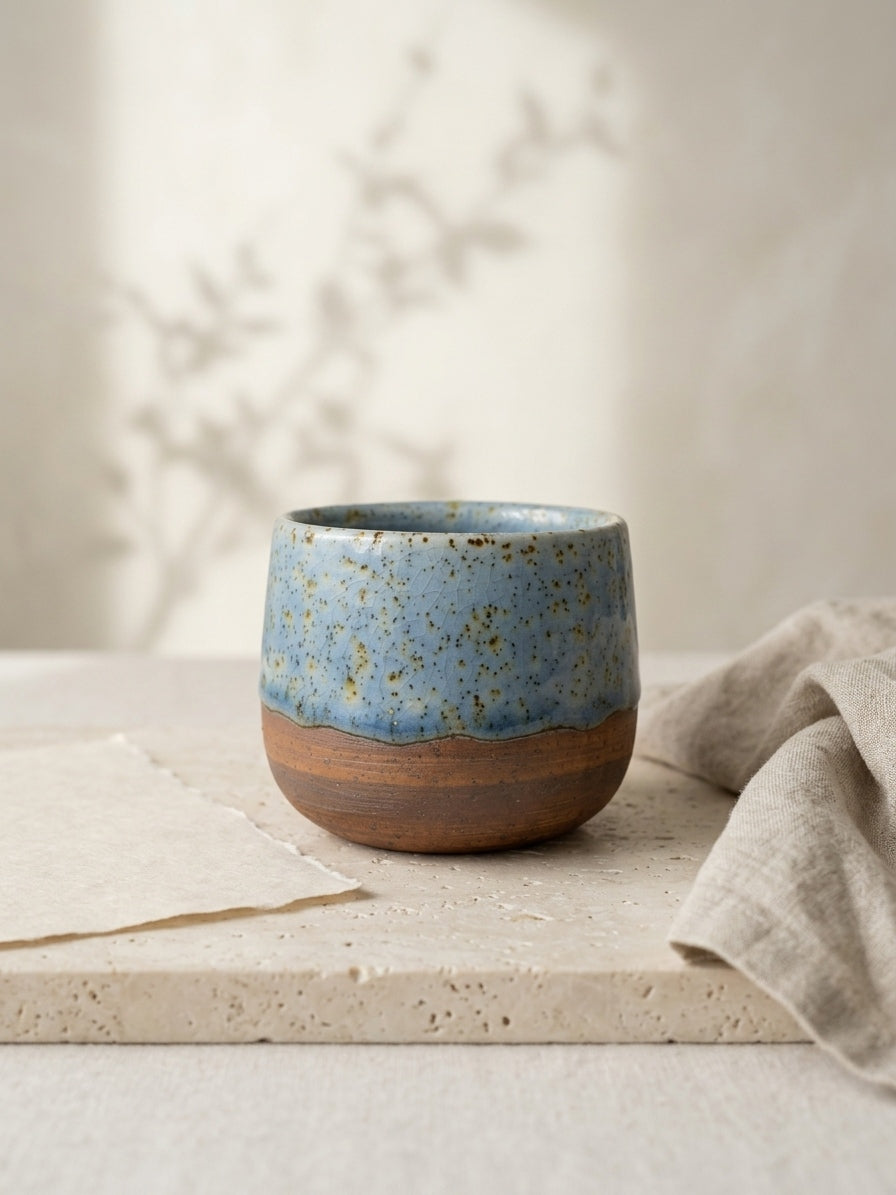 CERULEAN BLUSH - Handcrafted Stoneware Vessel