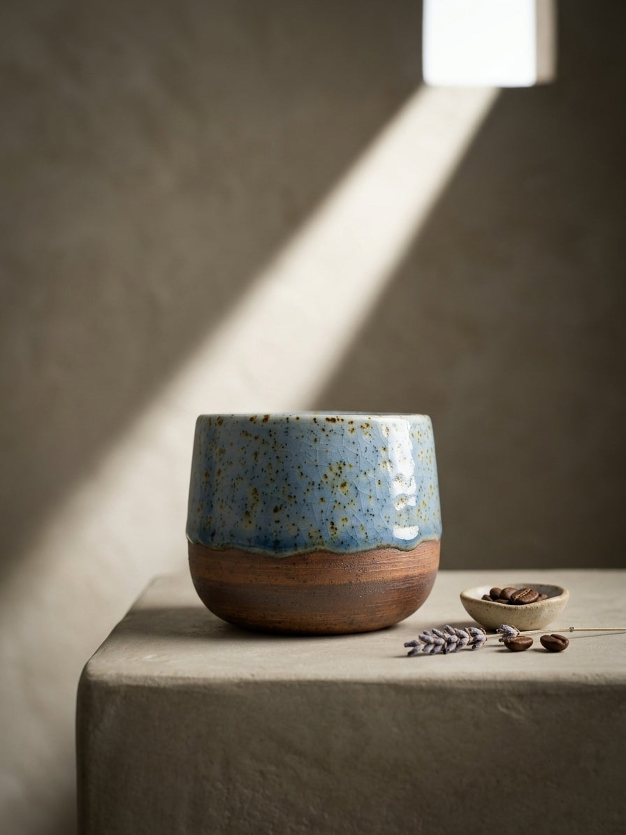 CERULEAN BLUSH - Handcrafted Stoneware Vessel