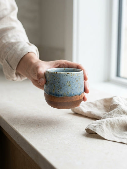 CERULEAN BLUSH - Handcrafted Stoneware Vessel