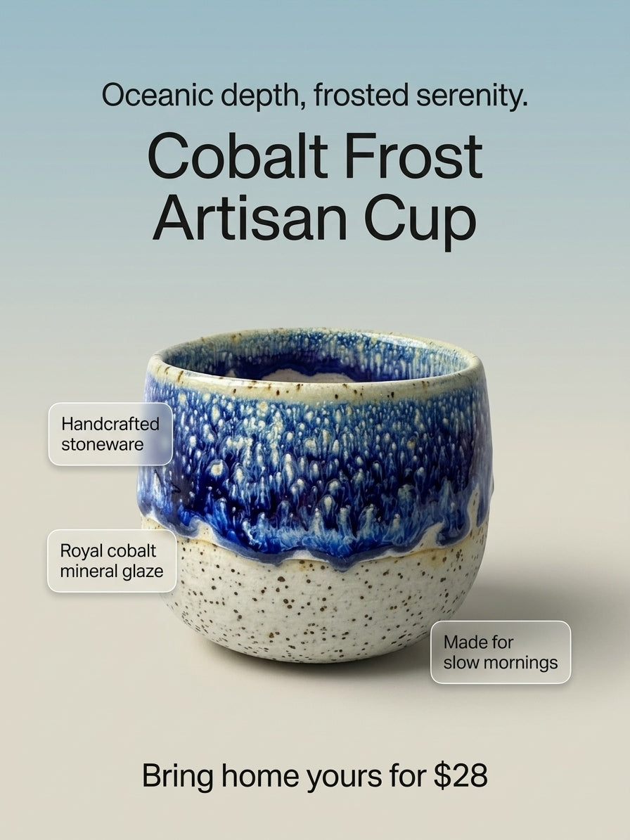 COBALT FROST - Handcrafted Stoneware Vessel