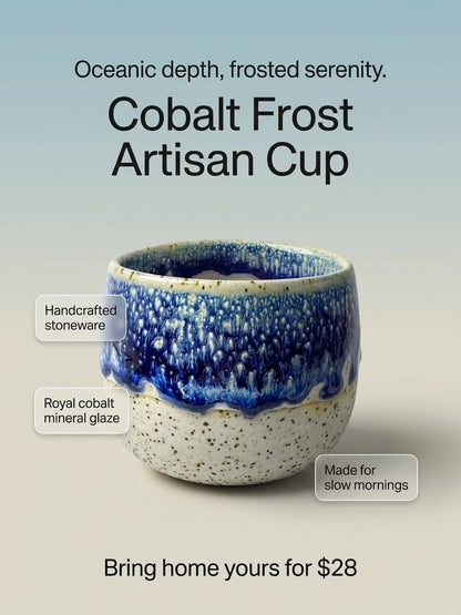 COBALT FROST - Handcrafted Stoneware Vessel
