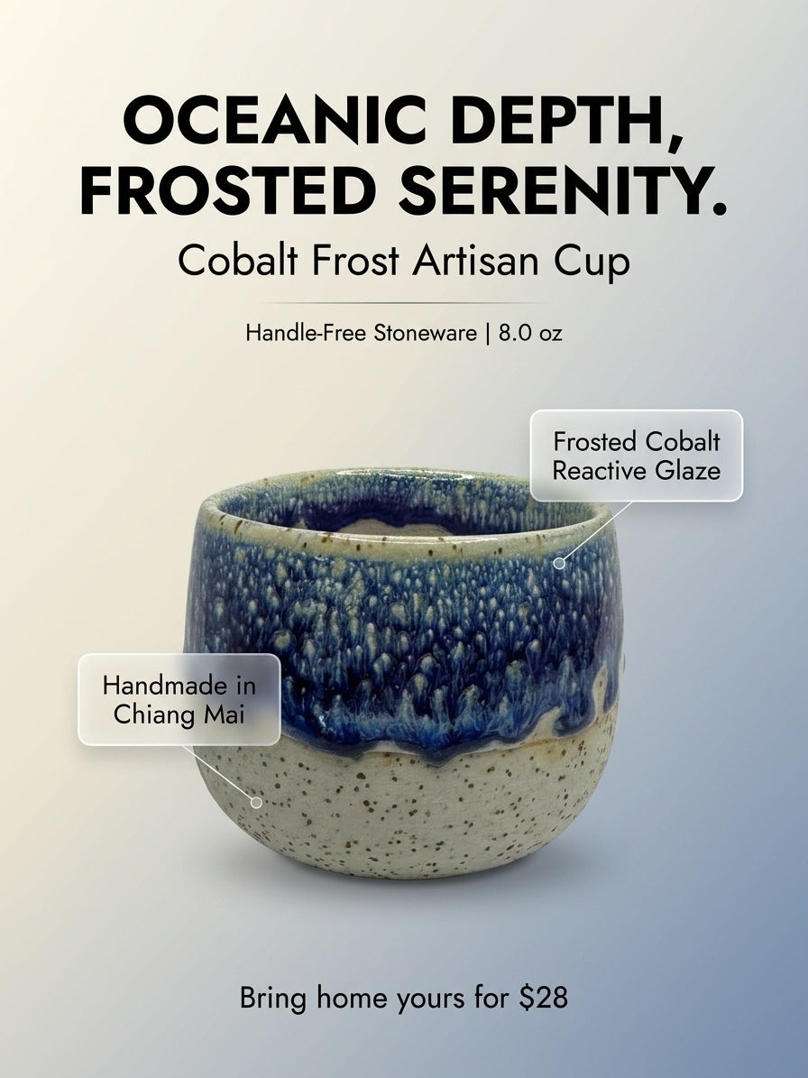 COBALT FROST - Handcrafted Stoneware Vessel