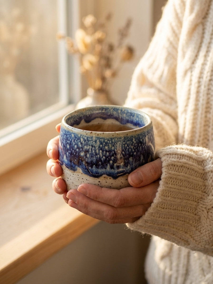 COBALT FROST - Handcrafted Stoneware Vessel