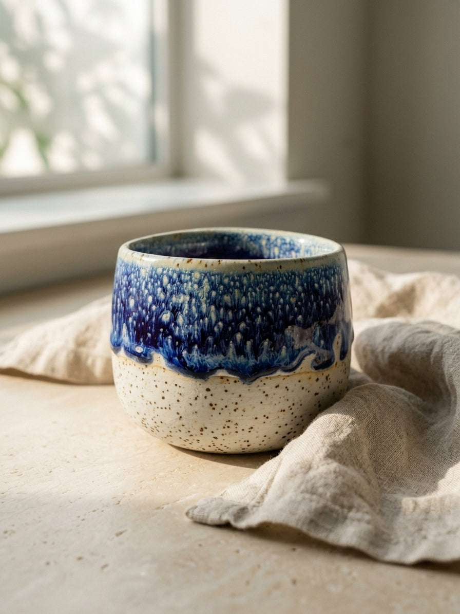 COBALT FROST - Handcrafted Stoneware Vessel