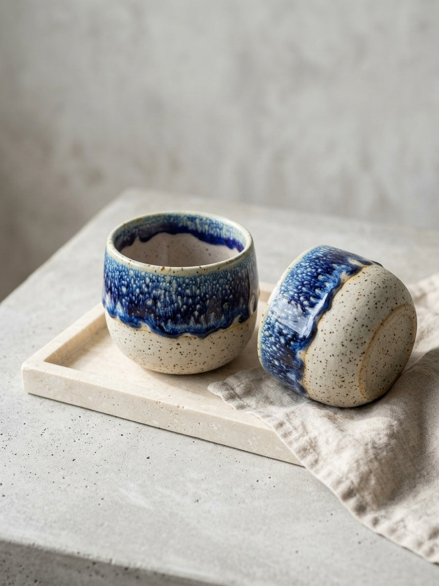 COBALT FROST - Handcrafted Stoneware Vessel