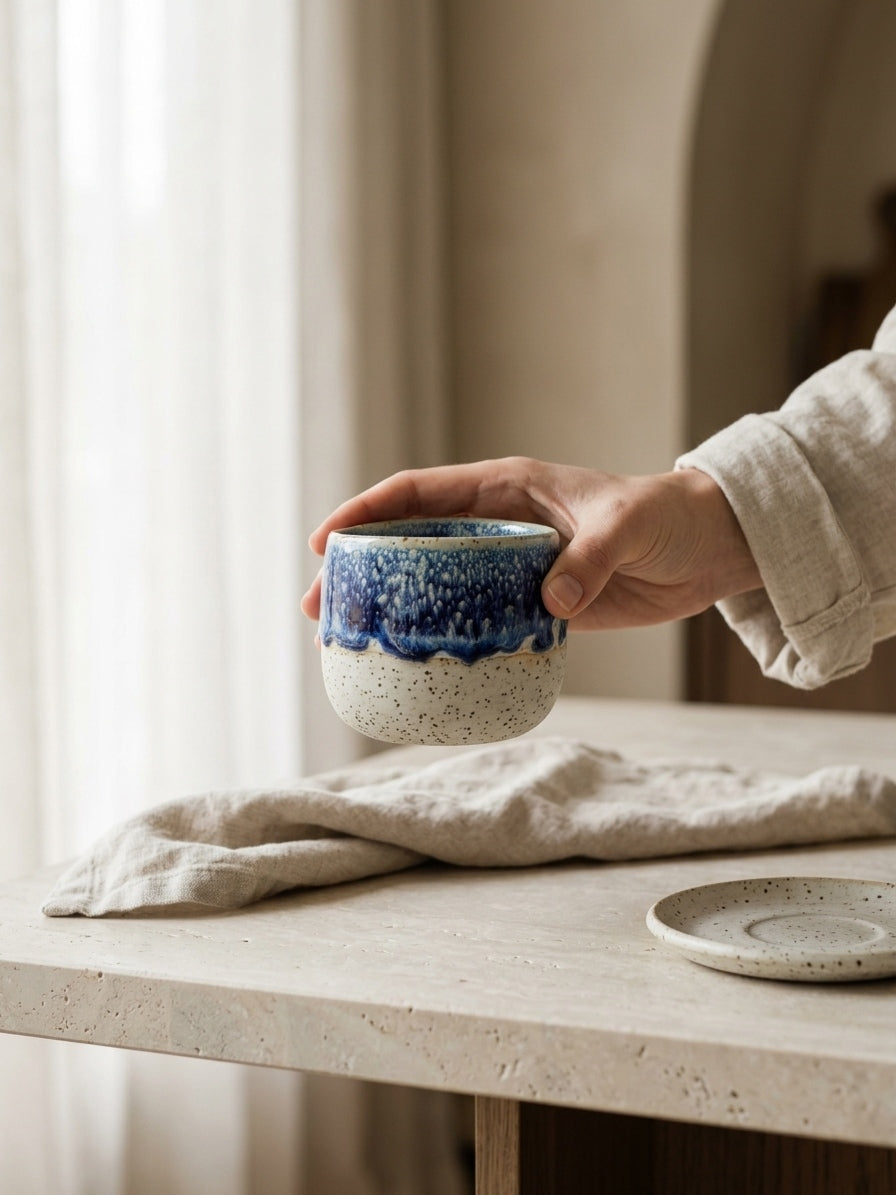 COBALT FROST - Handcrafted Stoneware Vessel