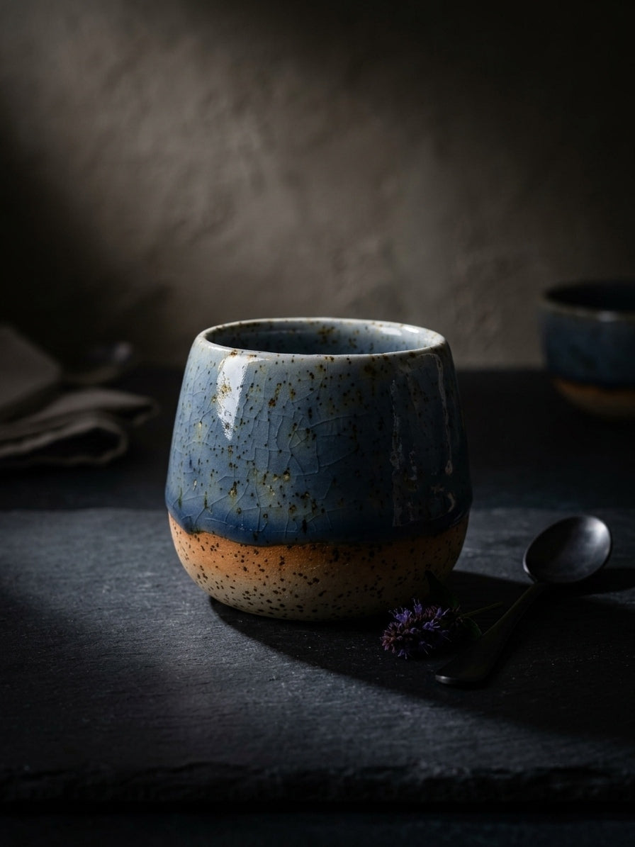 DEEP INDIGO CRACKLE - Handcrafted Stoneware Vessel