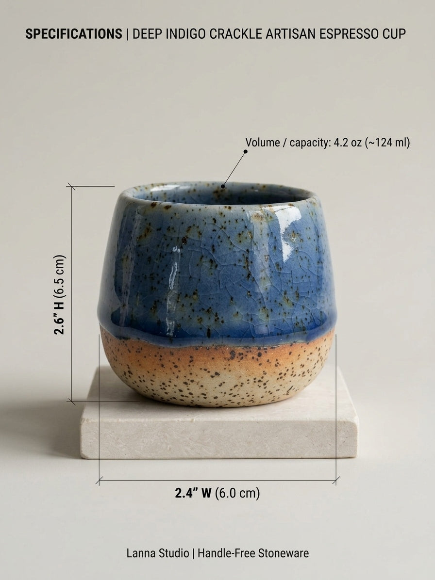 DEEP INDIGO CRACKLE - Handcrafted Stoneware Vessel