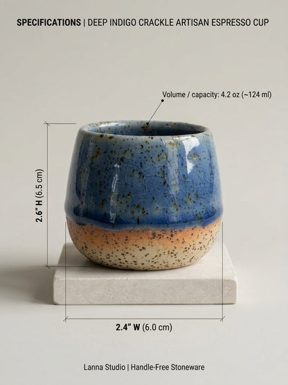 DEEP INDIGO CRACKLE - Handcrafted Stoneware Vessel