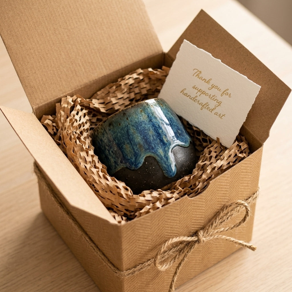 AZURE CASCADE - Handcrafted Stoneware Vessel
