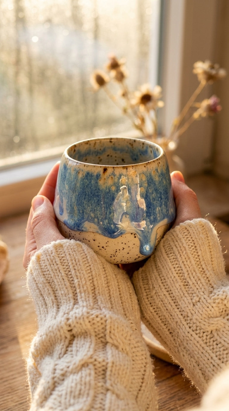 AZURE CASCADE - Handcrafted Stoneware Vessel